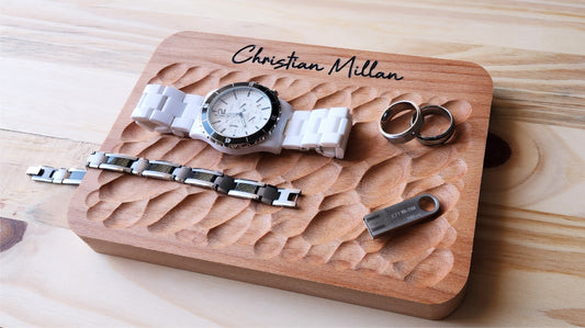 Textured Catch all Tray Personalized in European Beech