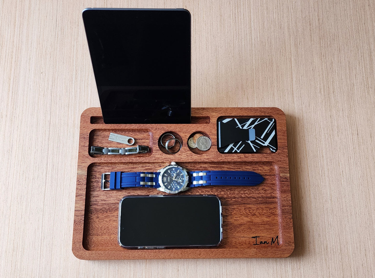 Catch all Tray XL Personalized tablet phone holder