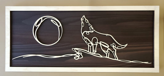 Wolf doodle art wooden wall decor
